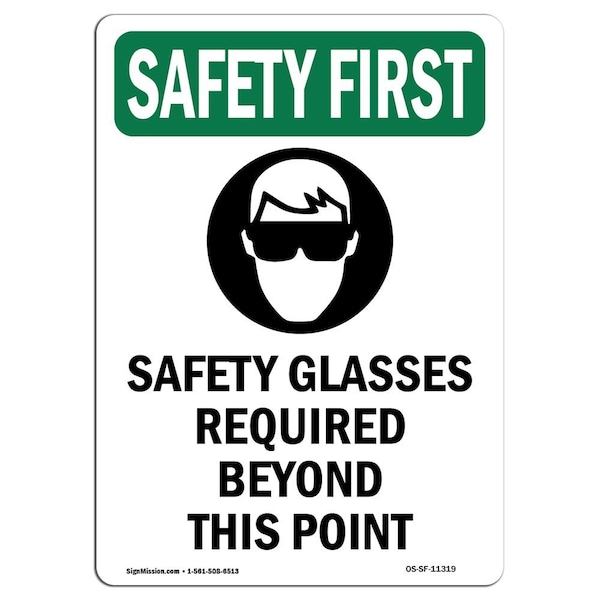 OSHA, Glasses Required, 5in X 3.5in, 10PK, 3.5" W, 5" H, Portrait, PK10, OS-SF-D-35-V-11319-10PK